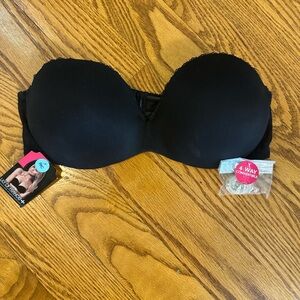 Women's Lily Of France Black Strapless Bra